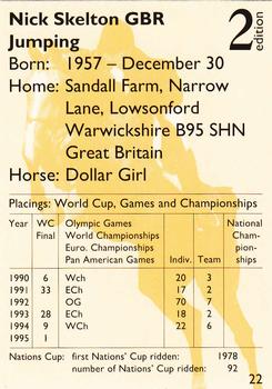 1995 Collect-A-Card Equestrian #22 Nick Skelton / Dollar Girl Back